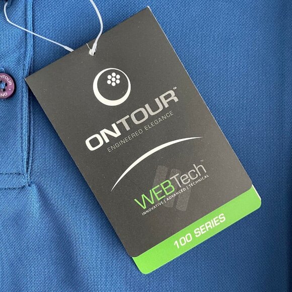 OnTour Pico Web Tech 100 Series Athletic SS Poly Polo Golf Shirt Blue Sz S - Picture 11 of 16
